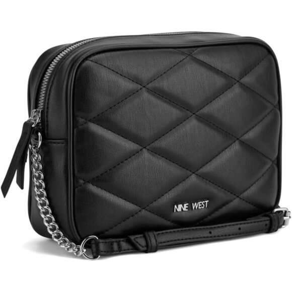 Camera Crossbody Bag Womens Polyester Black Adjustable Chain Closure - Picture 2 of 5